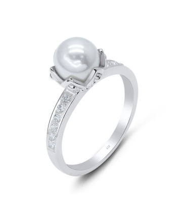 8mm Pearl with CZ Silver Ring NSR-2893